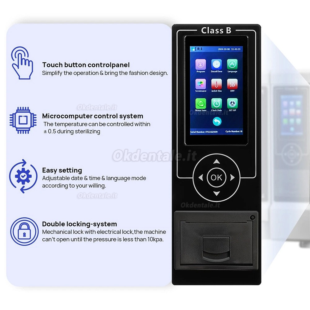 Sterilizzatore autoclave classe B dentale Fomos Foster Plus 22L con stampante e funzione di asciugatura